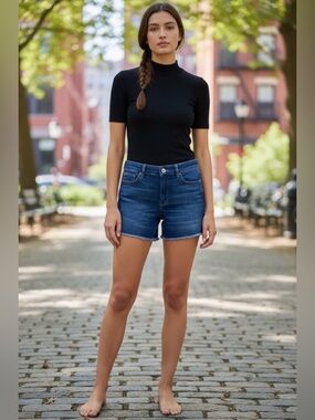 J.Crew Indigo Denim Cut Off Shorts, Frayed Hem, Dark Wash, Midrise, Size 30 NWOT